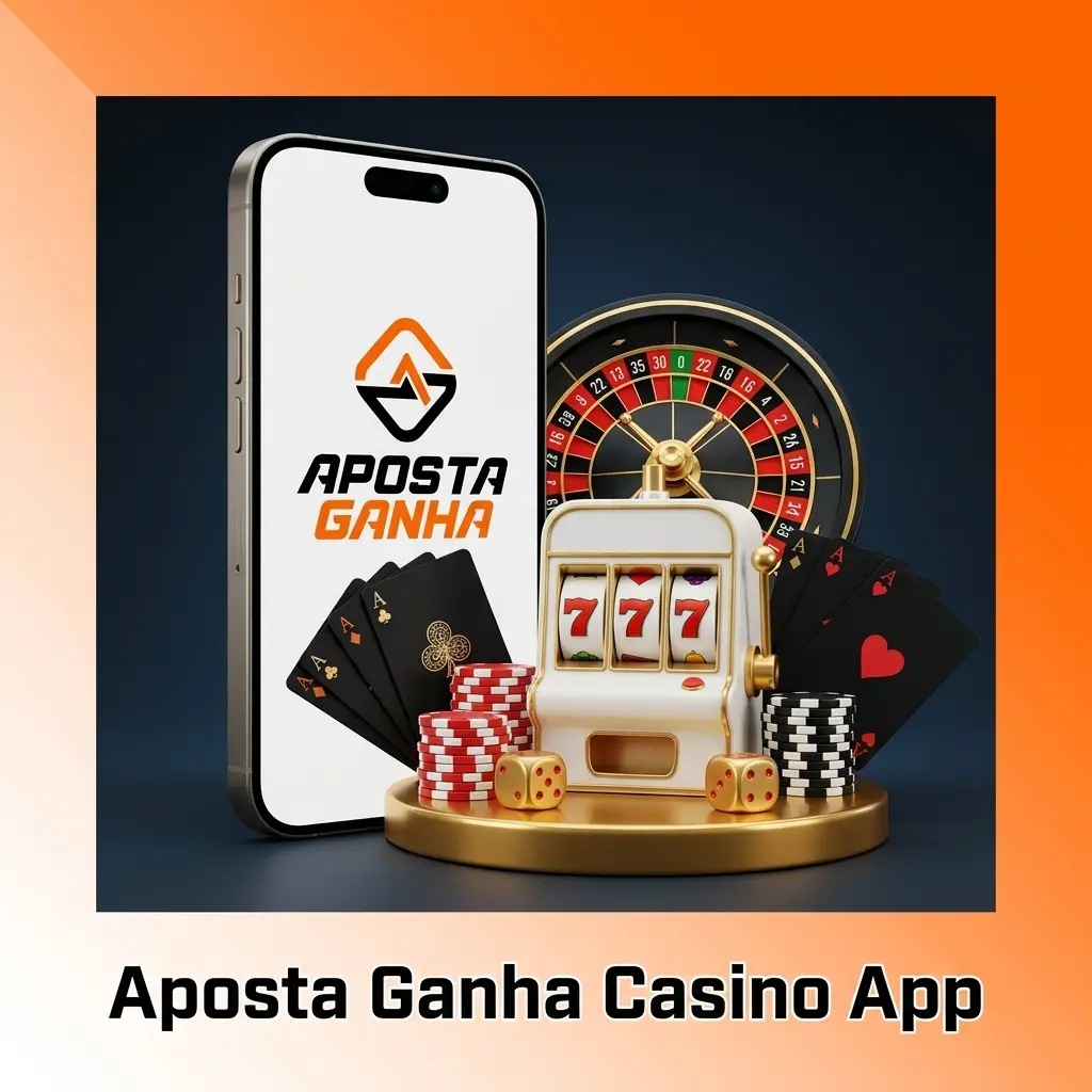 Interface do Aposta Ganha Casino App com slots, mesas ao vivo e promoções exclusivas disponíveis